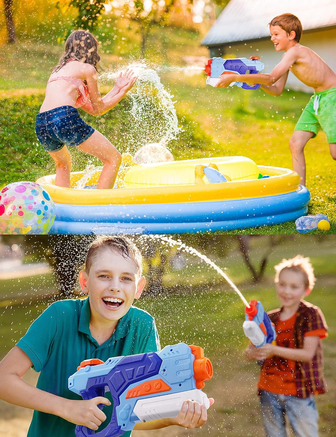 Water Guns for Kids, 2 Pack 30ft Range Super Squirt Guns 600CC Water Soaker Blaster Toys Gifts for Boys Girls Children Summer Swimming Pool Beach Sand Outdoor Garden Party Water Fighting Play Toys: Toys & Games