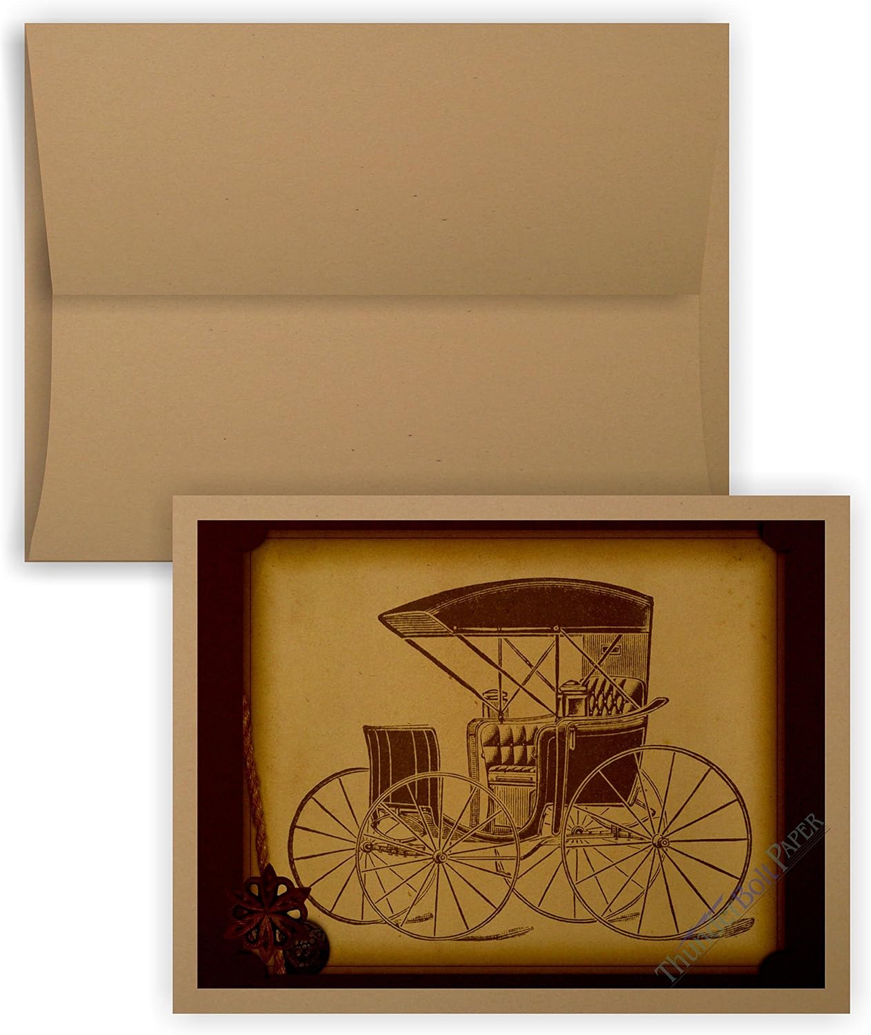 5X7 Cut Size Cards with A-7 Envelopes - Brown Kraft Fiber - 50 Sets - Matching Pack - Invitations, Greeting, Thank Yous, Notes, Holidays, Weddings, Birthdays, Announcements - 80# Cardstock : Office Products