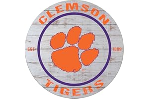 KH Sports Fan Clemson Tigers Weathered Circle Sign, 20x20 Inches, Tigers Decor for Dorm Room, Bedroom, Fan Cave, Living Room; Display Your Team Spirit with This Unique Clemson Tigers Wall Art