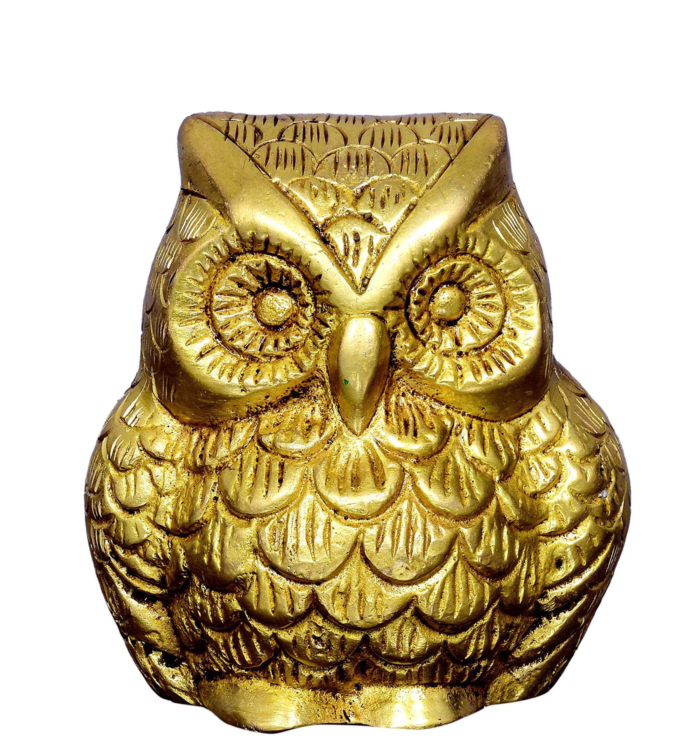 Purpledip Brass Statue 'Wise Owl': Collectible Decor Idol (10322)