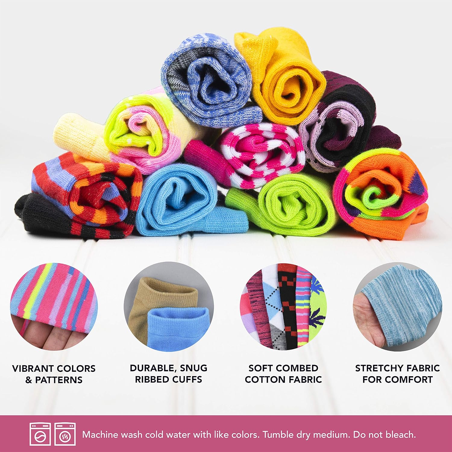 6 Pairs Women’s Colorful Cotton Crew Socks Casual Argyle Patterned Fun Socks for Girls Debra Weitzner at  Women’s Clothing store