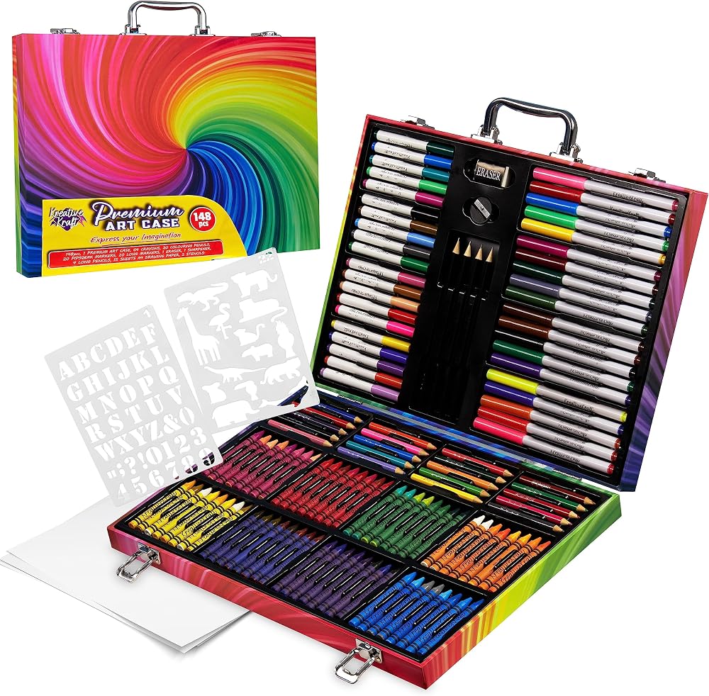 KreativeKraft Art Set for Kids 148 Pcs Colouring Pens Pencils Crayons Markers