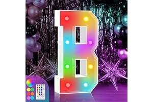 ZEELY 3FT Colorful Marquee Light Up B, Big Baby Letters for Shower, Marry Me Sign, Name for Wedding Party Decoration, Cardboard, 18 Color Modes with Remote