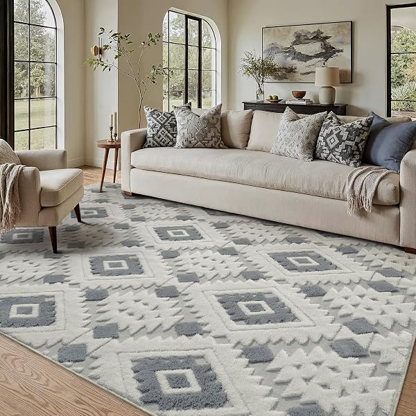 PURECOZY MOROCCAN 5X7 AREA RUG FOR LIVING ROOM...