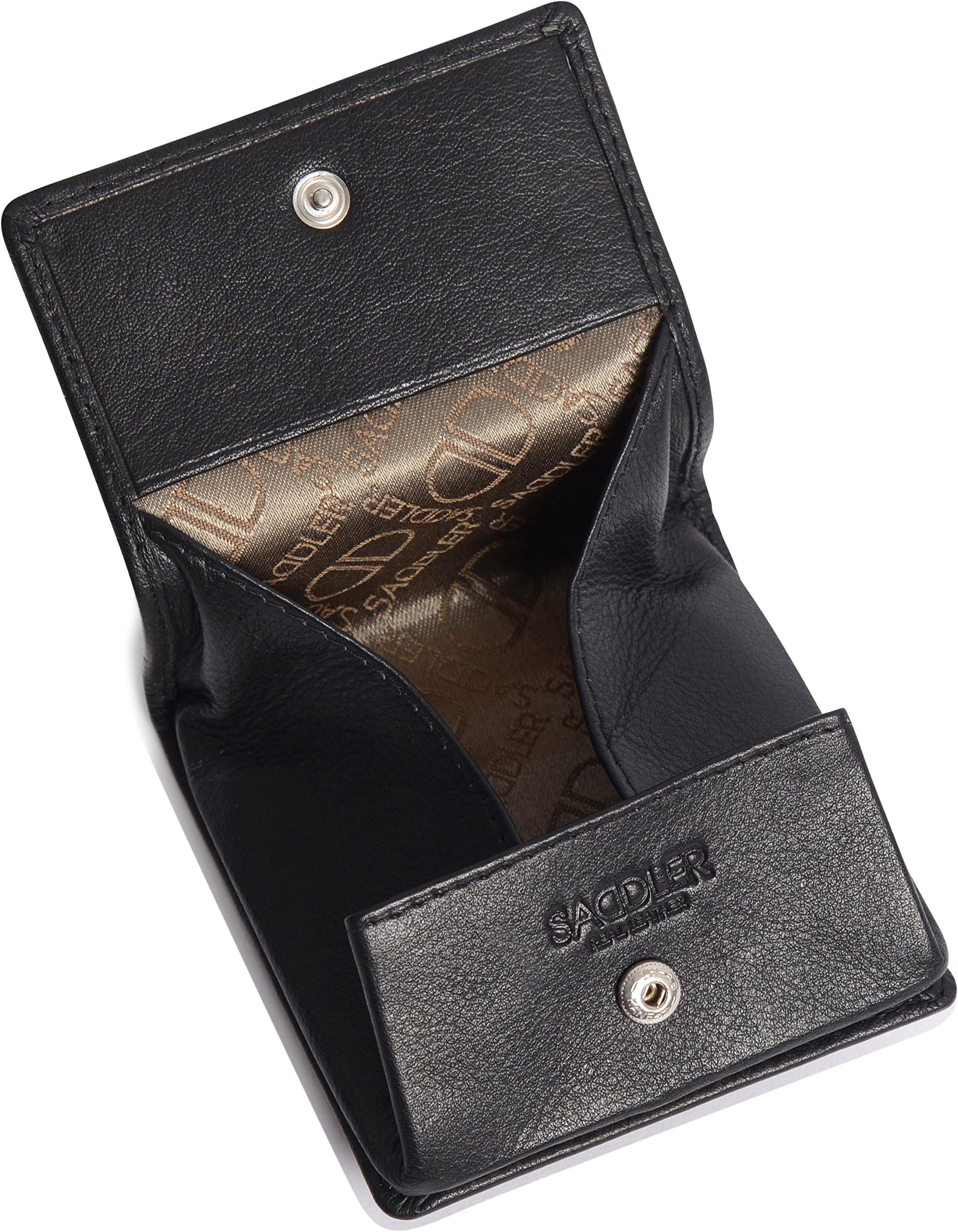 Womens Luxurious Real Leather Mini Coin Tray Purse | Designer Ladies Change Pouch |Gift Boxed - Black