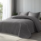 Bedsure Quilts Twin Size - Lightweight Bedspreads Twin Size with Basket Weave Pattern, Soft Quilt Bedding, Grey Comforter Coverlet for All Seasons (68" x 86")