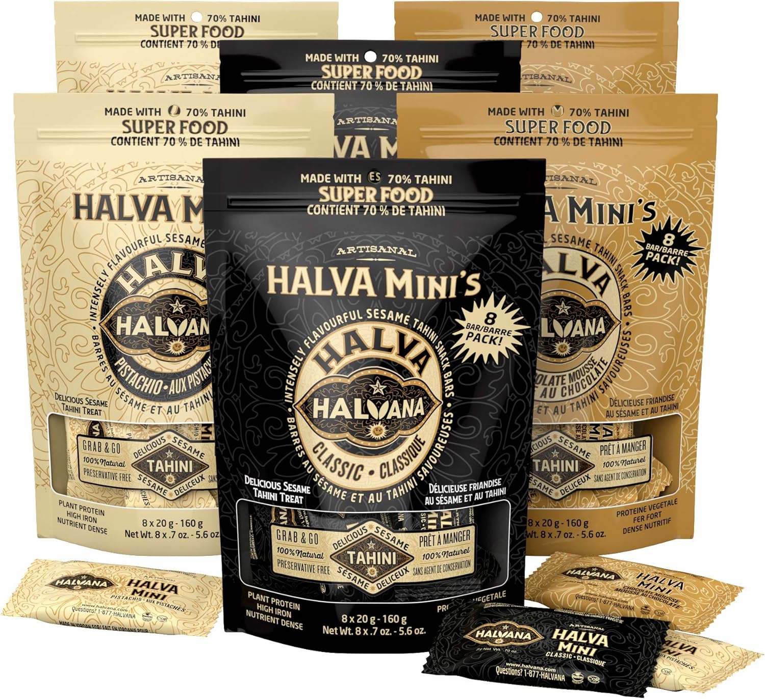 Halvana Artisanal Halva Candy Bars 48 Individually Wrapped Sweet