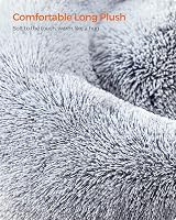 Feandrea Fluffy Dog Bed Ombre Grey 60 cm Doughnut Cushion view 4