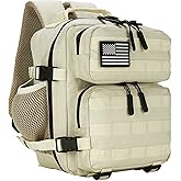 HongXingHai 9L Mini Tactical Backpack for Men and Women, Tactical Backpack Small for Hiking, Small Tactical Bag (CreamColored)