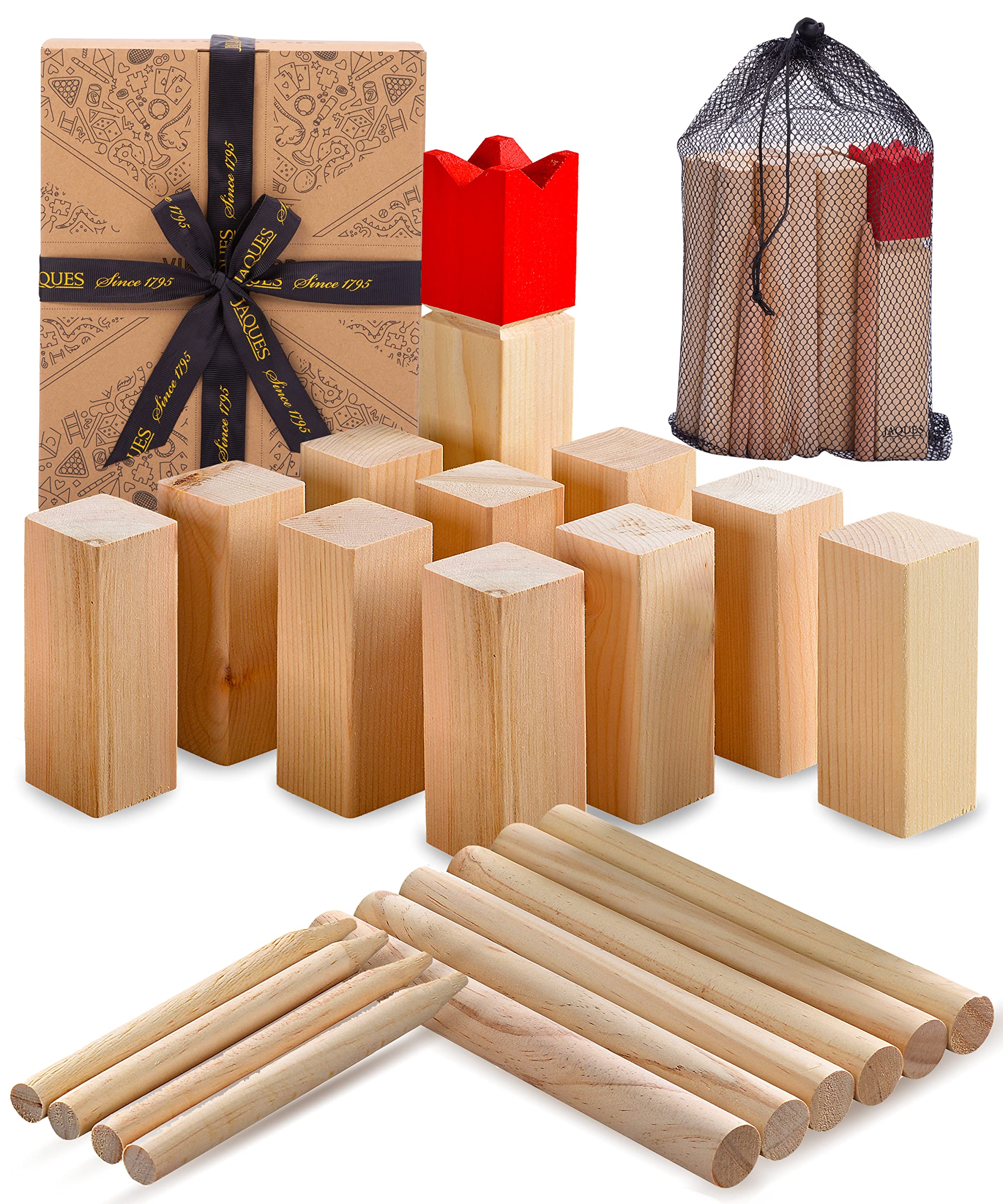 Jaques of London Compact Garden Kubb Outdoor Games | Garden Family Games for Kids and Adults | Kubb Game | Wooden Outdoor Games | Since 1795