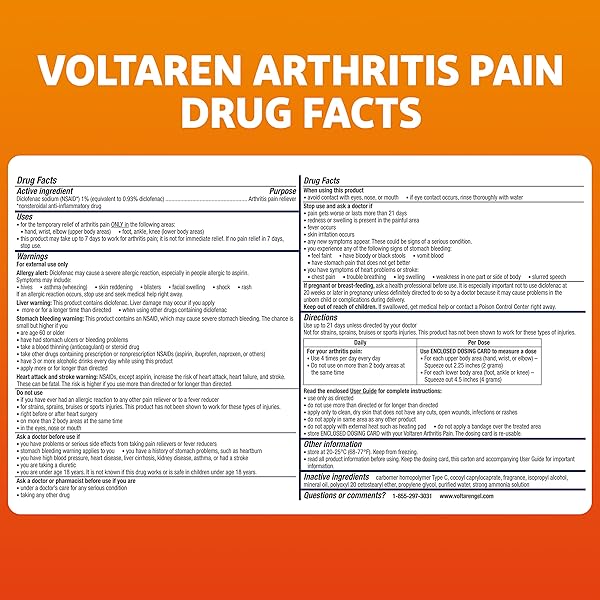 VOLTAREN ARTHRITIS PAIN GEL FOR POWERFUL TOPICAL ARTHRITIS PAIN RELIEF WITH DICLOFENAC, NO PRESCRIPTION NEEDED – 1.7 OZ/50 G TUBE