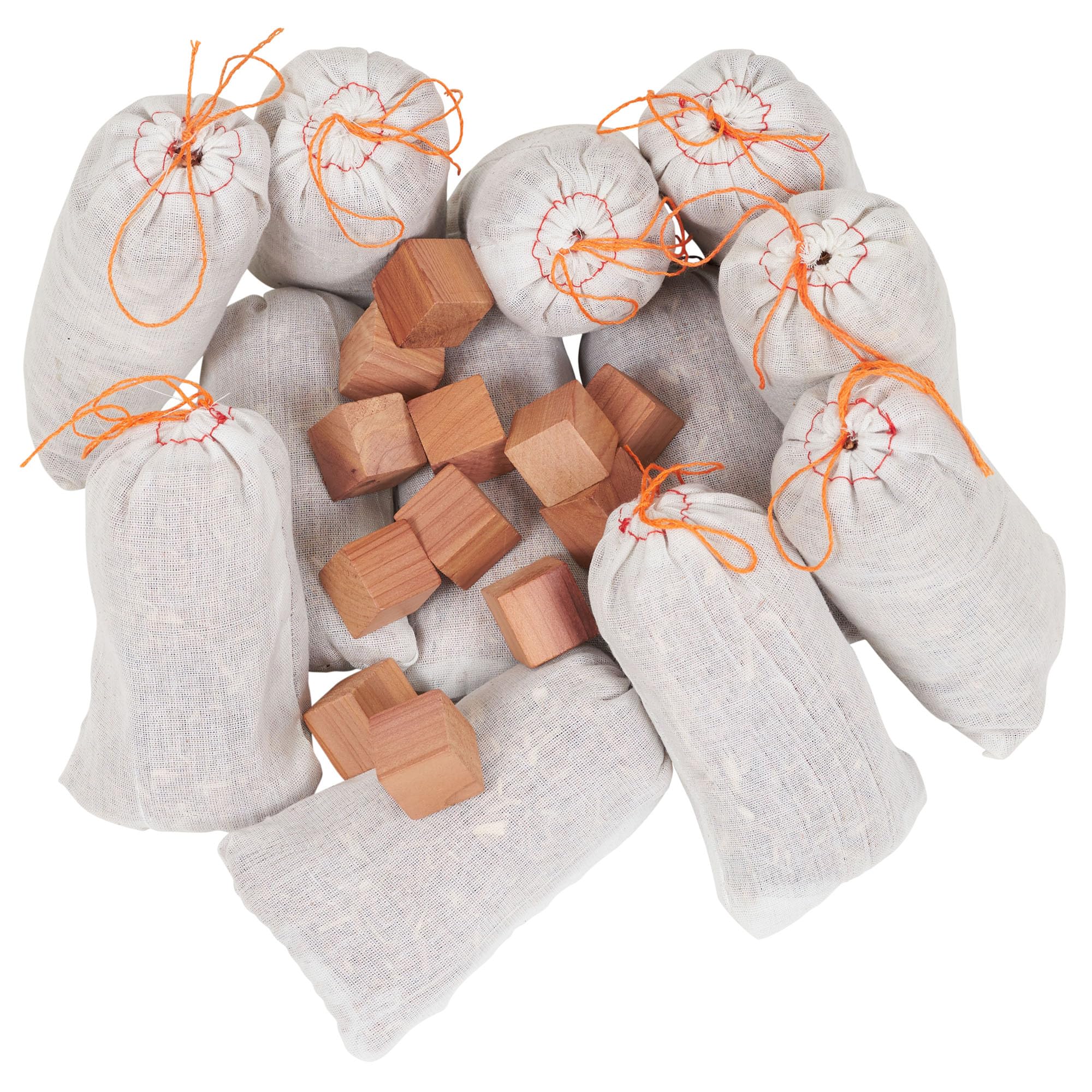 Household Essentials 35779-1 Cedar Wood Value Sachet Set, 12 Cedar Blocks and 12 Cedar Sachets, White
