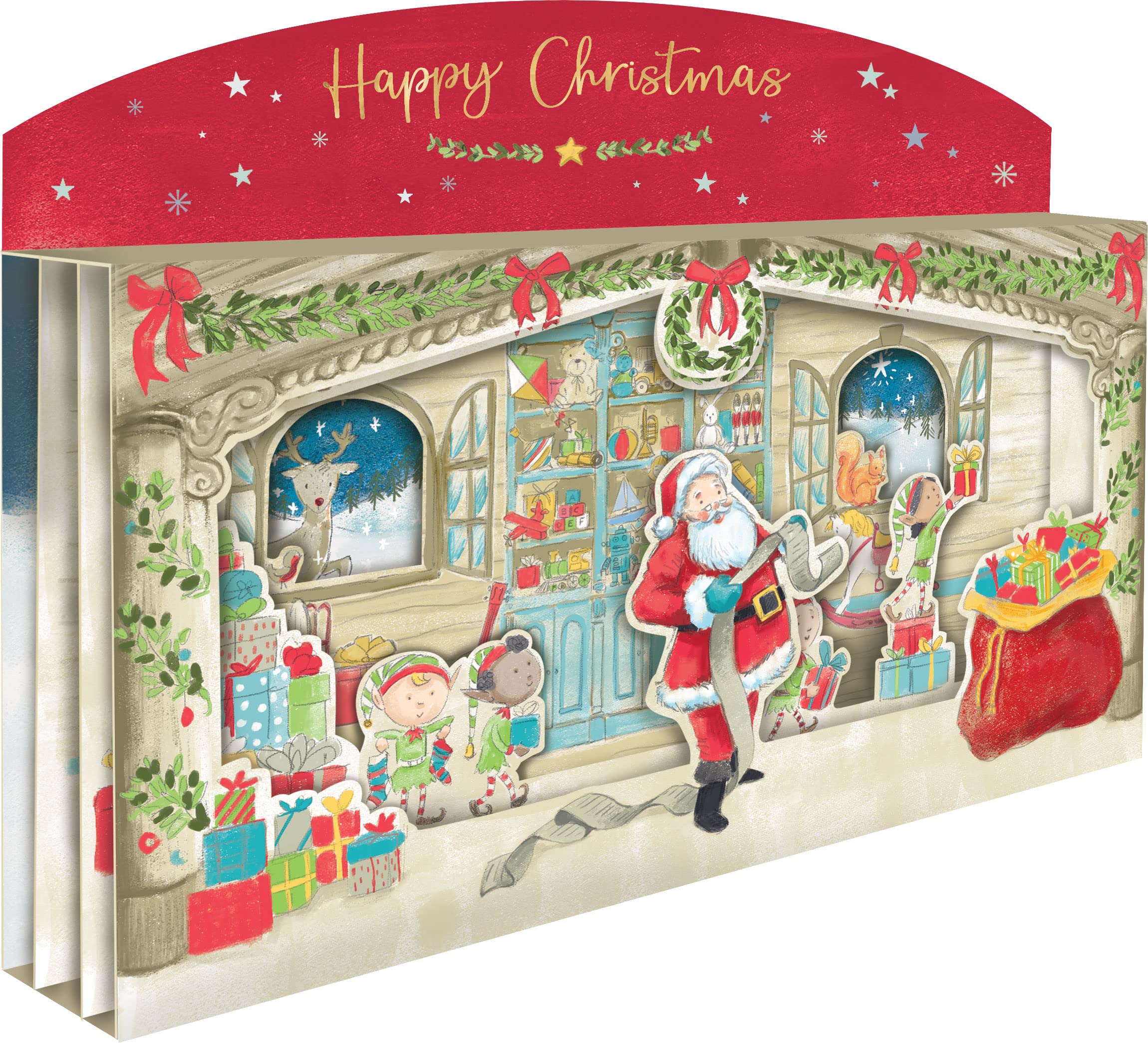 Happy Christmas Spectacular 3D Santa Scene Christmas Card Freestanding Cards XSPT022