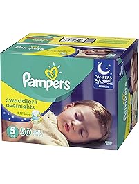 Pampers Swaddlers Overnights Disposable Diapers Size 5, 50 Count, SUPER