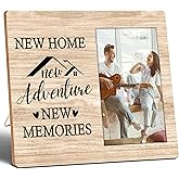 SSQBZU Housewarming Gifts New Home New Adventure New Memories, 4x6 Picture Frame, Wooden Photo Frame, Housewarming Party Decorations, Wall Mount & Table Top, New Home Essentials. (005)