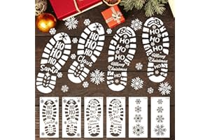 YESWEETY Christmas Stencils for Painting Santa Footprints for Floor, Santa Claus Boot Prints and Snowflake Stencils, Reusable Santa Foot Print Stencil for Xmas Decor DIY Craft (Santa Footprint)