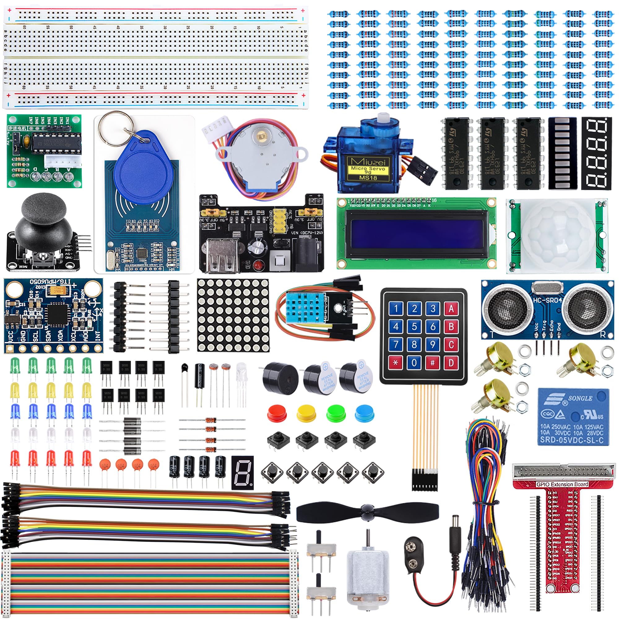 Miuzei Starter Kit for Arduino Projects Electronics Kit with Breadboard with 58 Lessons, 235 Components LC Display, Breadboard, Sensors, Relay, GPIO Expansion, for Raspberry Pi Course