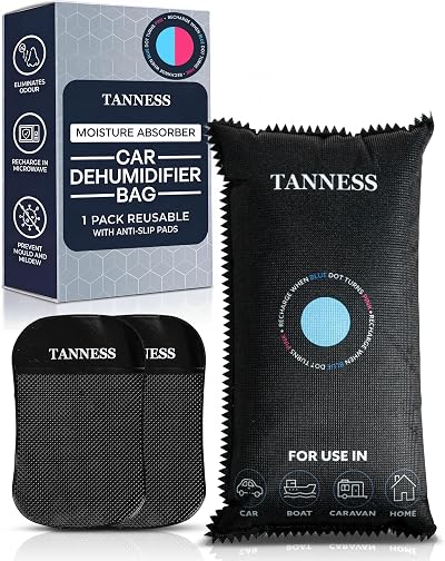 TANNESS Car Dehumidifier Bags 1 Pack 1kg with Anti Slip Pads Reusable