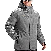 FREE SOLDIER Men's Waterproof Ski Snow Jacket Fleece Lined Warm Winter Rain Jacket with Hood Fully Taped Seams