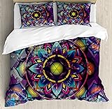 Ambesonne Lotus Duvet Cover Set, Psychedelic