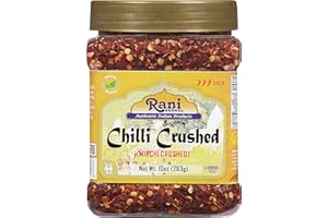RANI BRAND AUTHENTIC INDIAN PRODUCTS Rani Crushed Red Pepper Flakes Chilli (Pizza Type Cut) 10oz (283g) PET Jar ~ All Natural, No Color added, Gluten Friendly | Vegan | NON-GMO | Kosher | No Salt or fillers