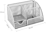 Osco Small Wiremesh Desk Organiser 5 Compartments 1 Drawer Silver view 3