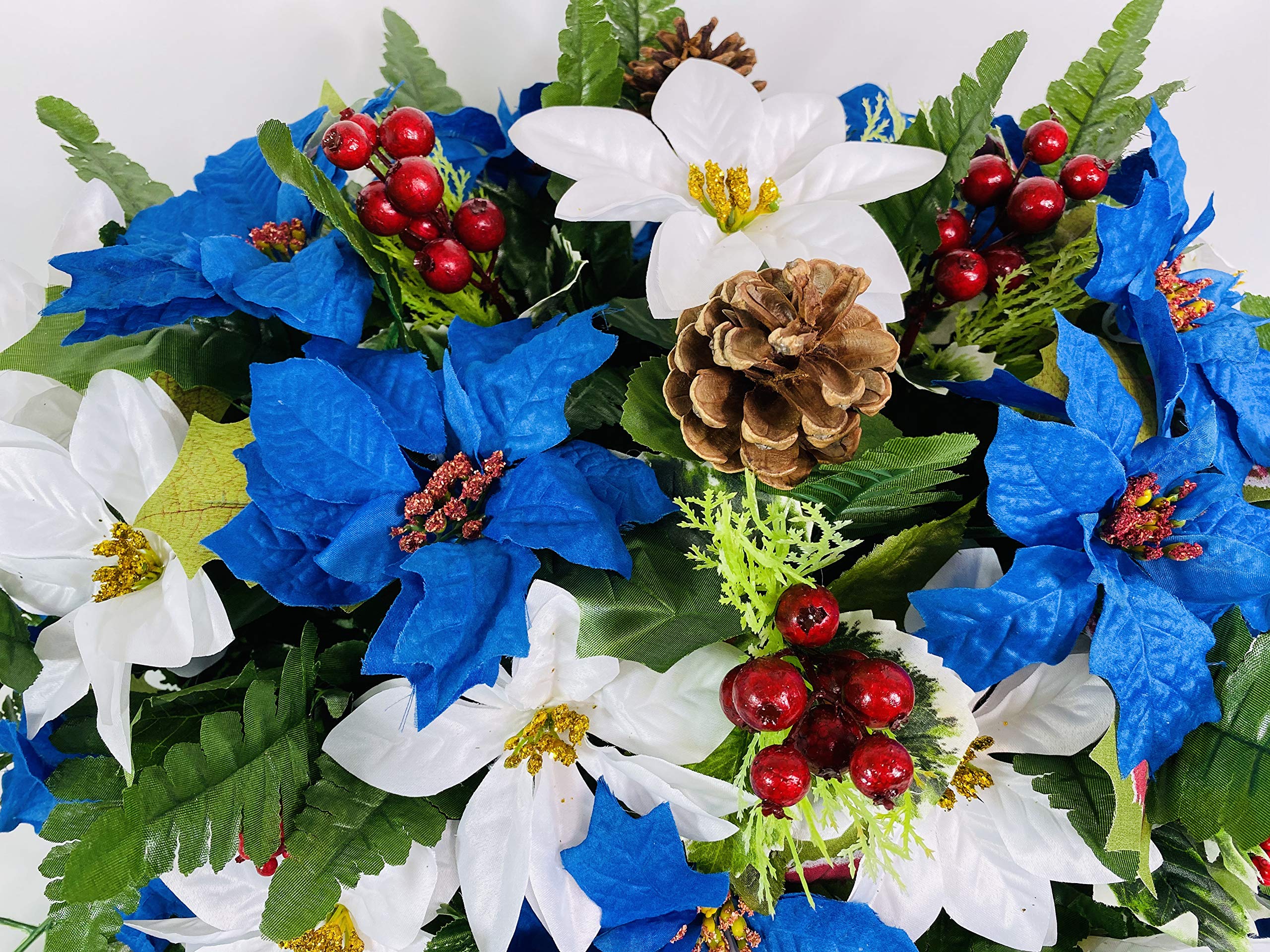 Christmas Blue Cemetery Saddle - Cemetery Flowers ...