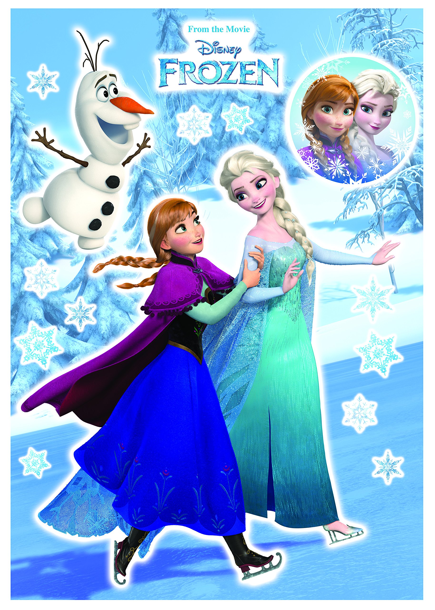 Komar 14048h Decorative Sticker Anna and Elsa Blue/White/Multi-Coloured