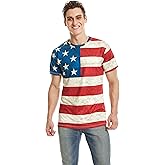 DAWILS Mens American Flag T-Shirt Patriotic Vintage Shirts 4th of July Short Sleeve Hipster Tee Shirt