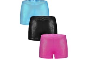 MOMOTIGER Girls Dance Short Gymnastics Shorts for Girls Metalli Sparkle Glitter Tumbling Bottoms