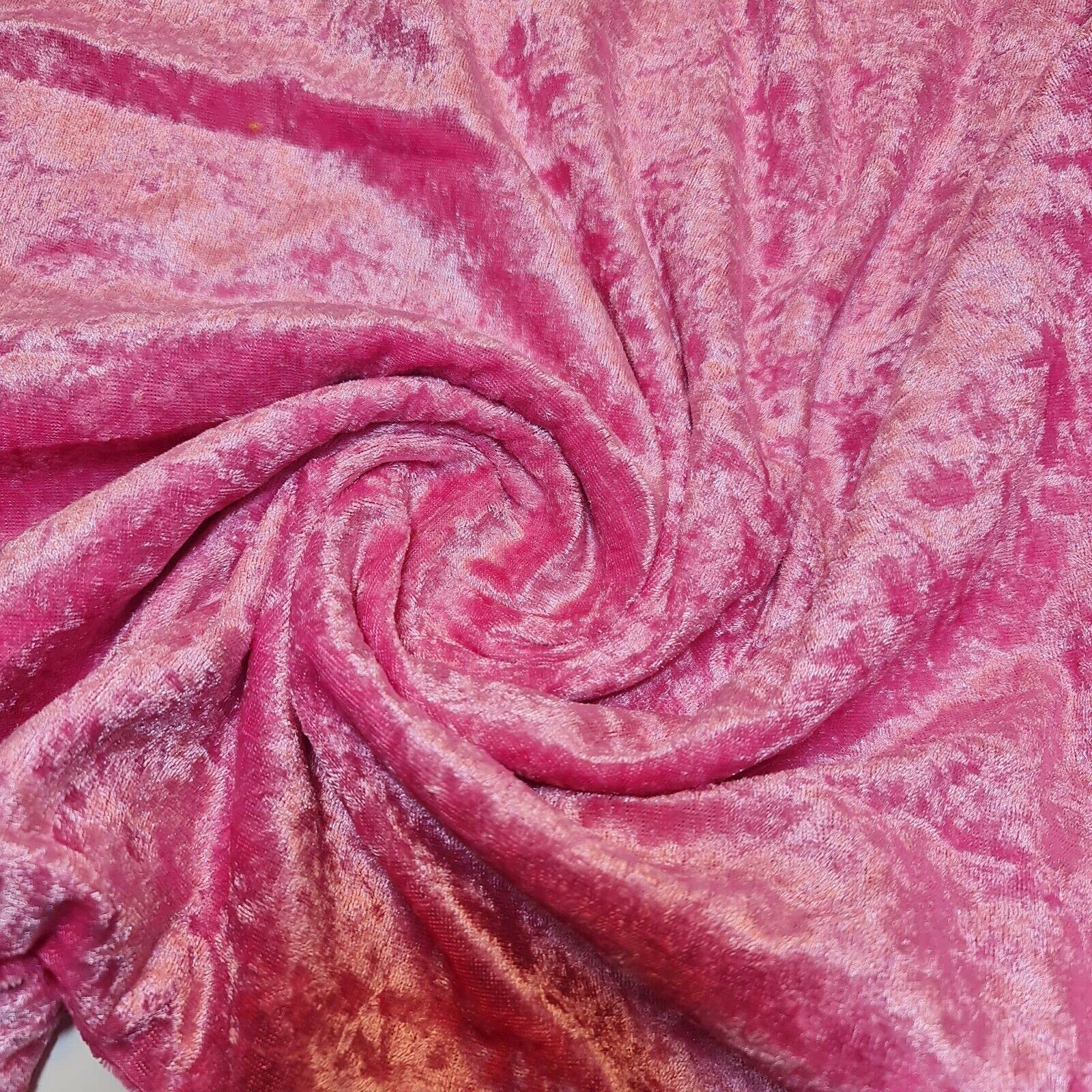 EP Premium Crushed Velvet Fabric Craft Stretch Velour Material Extra Wide - 58" - 150 cm Wide Sold As Pre - Cut Lengths (Candy Pink)