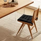 DKIEI 4 Pack Seat Cushions 40x40cm Dining Chair Cushions with Ties Black view 2
