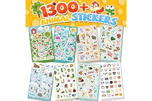 Sinceroduct Animal Stickers Assortment Set, 5 Sheets (1300+ Count), 8 Themes Collection for Kids, Children, Teacher, Parent, 