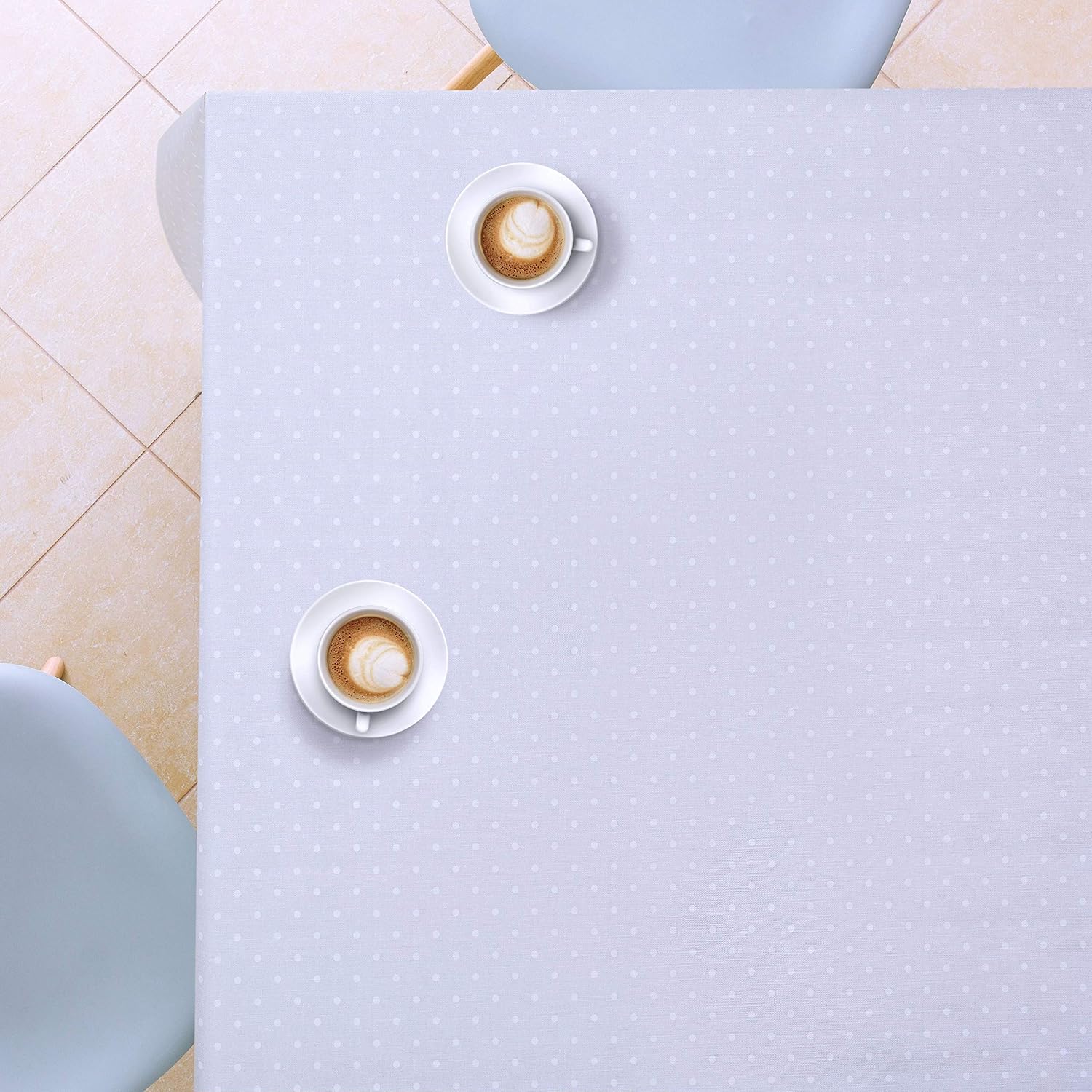 KP HOME Premium Wipe Clean Tablecloth, Polka Dot Waterproof PVC Table Cloth, Rectangular 250 x 140 cm Plastic Table Cover - Image 4