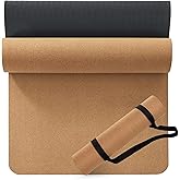 Premium Cork Yoga Mat 1/4 & 2/5 Inch Thick 72 x 26 in, Thick Cork and TPE Non Slip Yoga Mats for Women Men, Sweat Proof Eco-friendly, Great for Hot Yoga & Workouts