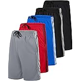 Real Essentials 5 Pack: Boys' Mesh Basketball Athletic Shorts with Pockets – Teen Kids Youth Quick Dry Soccer Running Gym