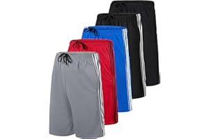 Real Essentials 5 Pack: Boys' Mesh Basketball Athletic Shorts with Pockets – Teen Kids Youth Quick Dry Soccer Running Gym