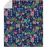 Spongebob Squarepants Reef Pattern Silk Touch Sherpa Throw Blanket, Soft Plush Bed & Couch Throw, 50 x 60 Inches