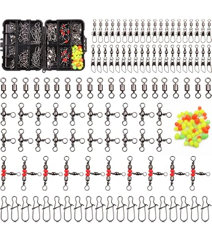 Lot de 15 émerillons de pêche à 3 voies en acier inoxydable avec rotation en T triple émerillon pour pêche en eau salée et eau douce (12