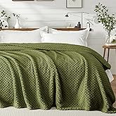 Exclusivo Mezcla King Size Fleece Blanket for Bed, Extra Soft Warm Decorative Fuzzy Blanket for Women, Lightweight Cozy Bedding Blankets, 90x104 Inches, Olive Green