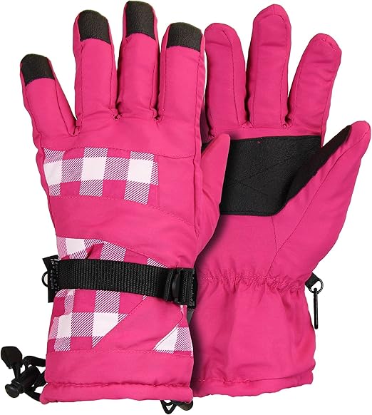 Ladies Taslon Plaid Snowboard Glove (71134) Pink Large Amazon.co