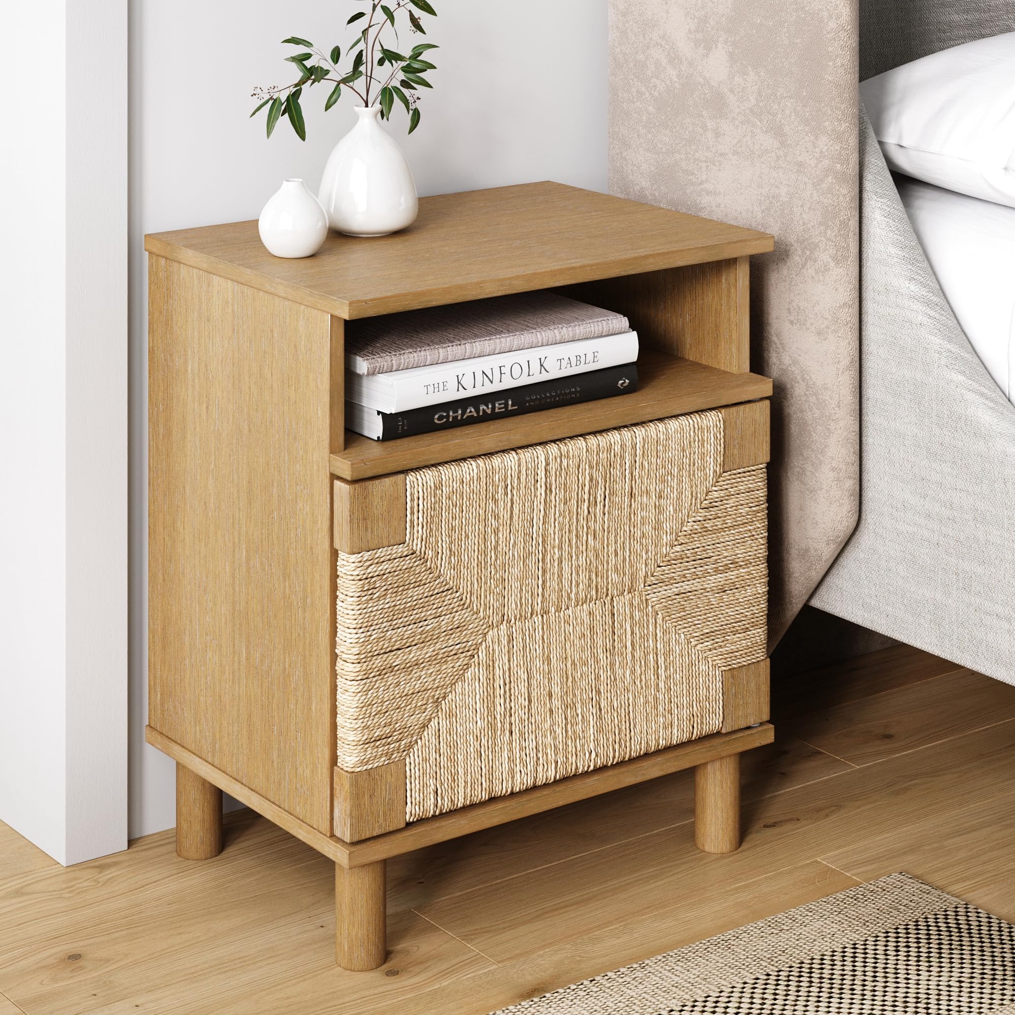 Wood End Table with Storage