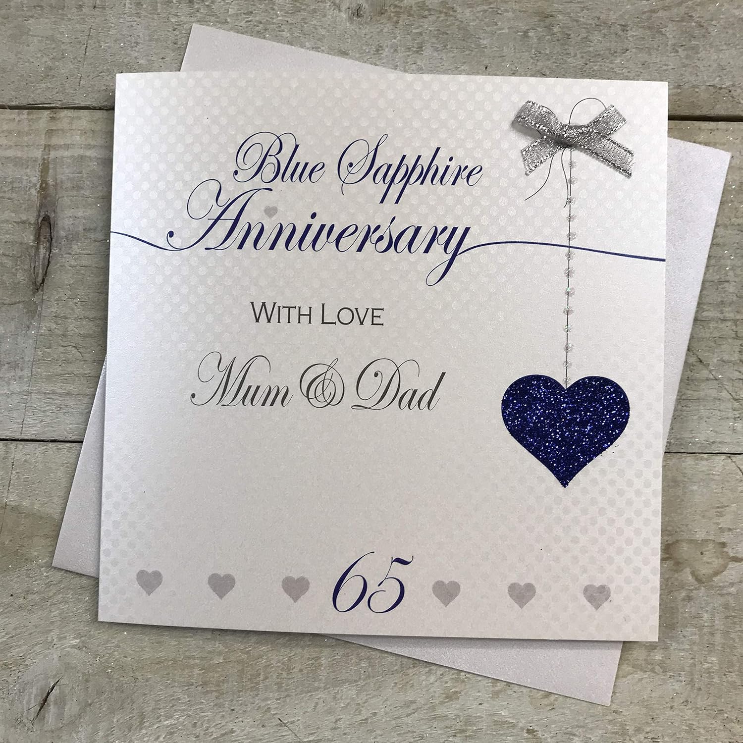 Mum Dad 65th Blue Sapphire Wedding Anniversary Handmade Card Love Lines By White Cotton Cards Lla65md Amazon Co Uk Office Products
