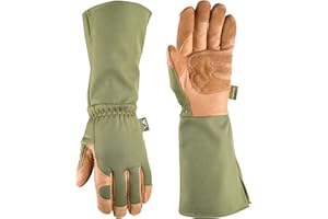 Wells Lamont Rosetender Gardening Gloves for Women – Thorn Proof Garden Gloves, Grain Leather Long Gloves for Pruning & Yard Work, 4129-300, Medium