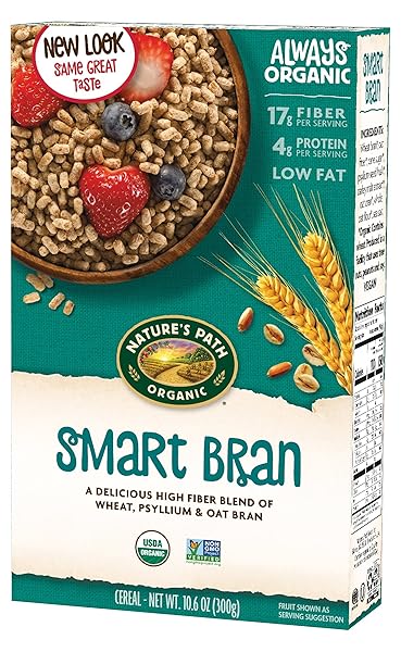 NATURE’S PATH ORGANIC SMART BRAN CEREAL, 10.6 OZ (PACK OF 1), 17G FIBER, PSYLLIUM, OAT & WHEAT BRAN, LIGHTLY SWEETENED, NON-GMO