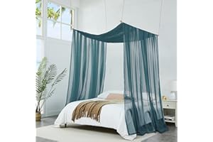 Warm Home Designs Set of 2 Dusty Blue Canopy Bed Curtains in 55 x 216 Inch Size. 2 Queen Bed Canopy Curtains Can Be Turned Into Bed Scarves, Kids Bed Tent, Bed Canopy for Girls. BF Double D Blue 216"
