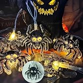 QIANXISUN Halloween String Lights 10Ft 20 LEDs Battery Operated | Indoors and Outdoor Ghost-faced Spider Lights for Halloween Party Decor for Window Porch House Room Bedroom Party Decor