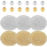 Mulutoo 4800 Pieces 2mm Metal Spacer Beads Metallic Plated Round Beads Tiny Smooth Crimp Beads Metal Bead Spacers for DIY Bracelet Jewelry Making Clamp End Stopper Spacer Beads(Gold and Silver)