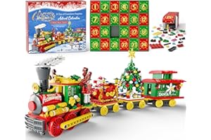 PARTYLAMB Advent Calendar 2025 for Kids Boys Girls, 24 Days Surprise Christmas Train Building Blocks Christmas Countdown Calendar Gift Box with 1004 PCS Xmas Building Bricks Toy Decor for Teens Adults Women Men