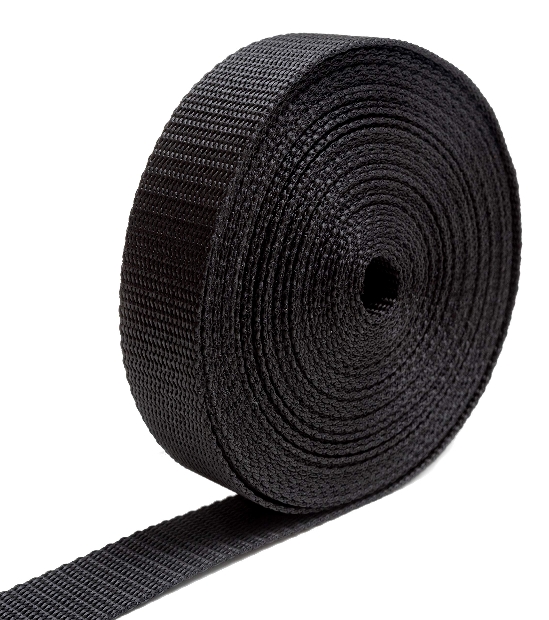 IPEA Nylon Rigid Strap for Backpack and Bags - 10 Meters Length - Multi-Purpose Rope Strap for Sewing, Sports, Luggage, DIY - Sizes 20/25 / 30/40 mm - Black - 2.5 CM